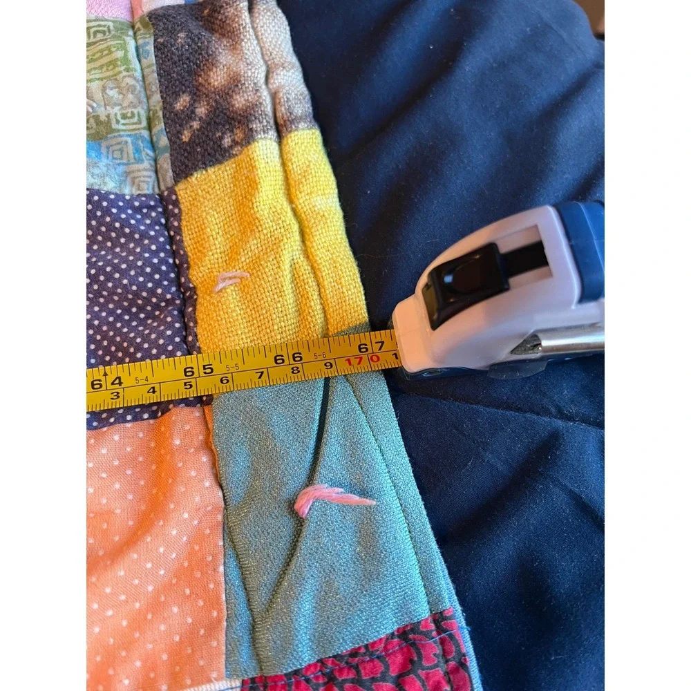 Vintage Handmade Patchwork Tied Scrap Quilt Multi‎ Color Rustic Primitive 67